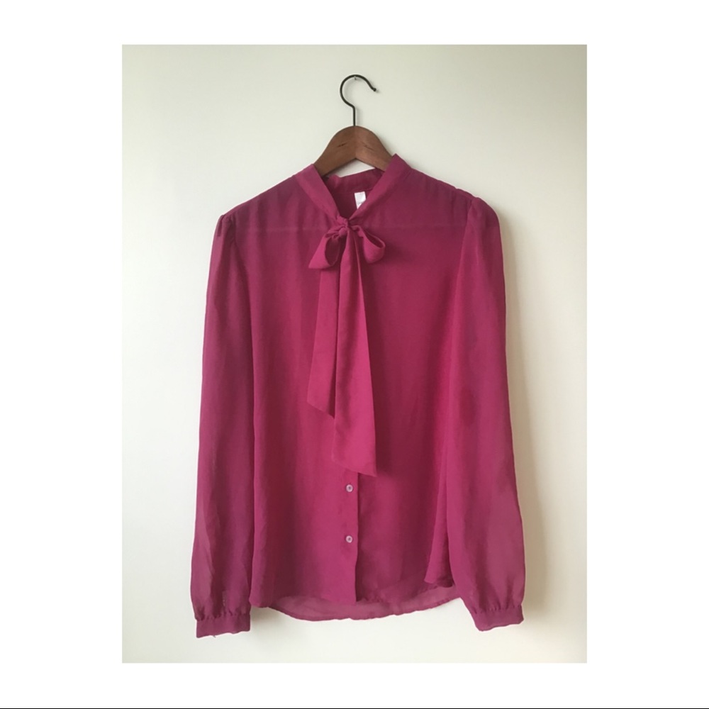 Fuchsia Chiffon American Apparel Blouse